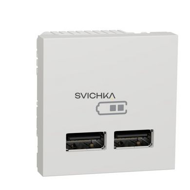 Розетка USB Schneider Electric Unica New подвійна 2.1А 2 модулі, Білий, Білий