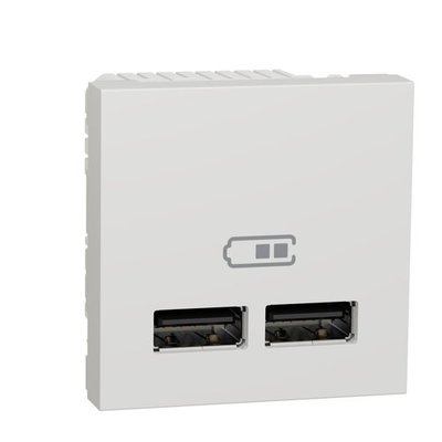 Розетка USB Schneider Electric Unica New подвійна 2.1А 2 модулі, Білий, Білий